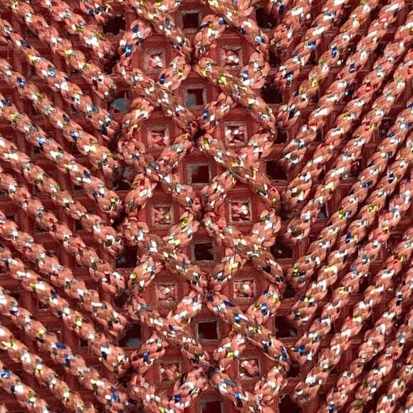 Pink Salmon shade sparkly crochet Metallic Clutch handheld clasp Purse - Picture 8 of 13